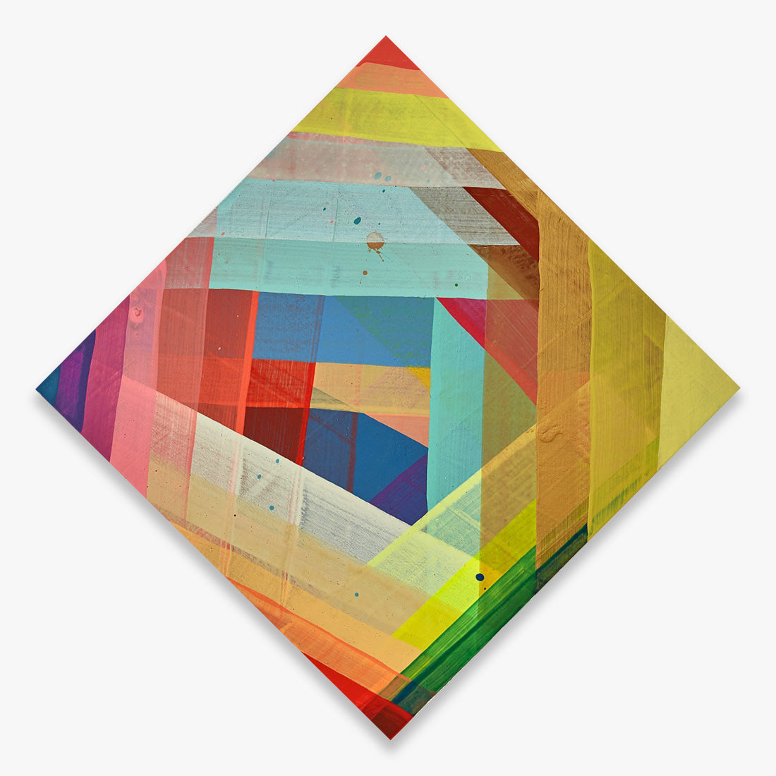 Maya Hayuk Untitled 2018 geometric acrylic artwork on baltic birch in multicolor tones