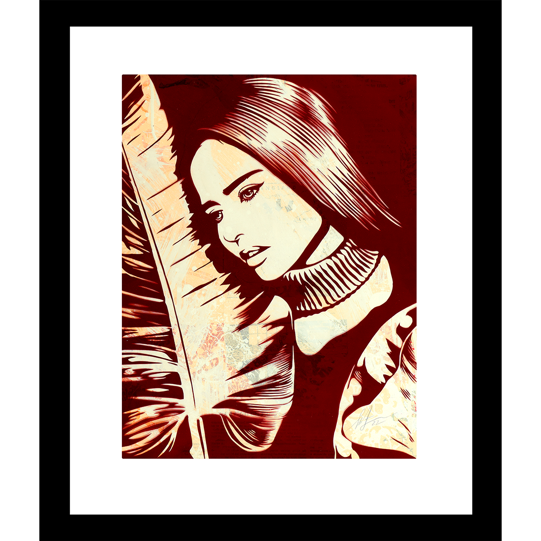 Woman With Leaves print by Shepard Fairey on sale at Underdogs gallery