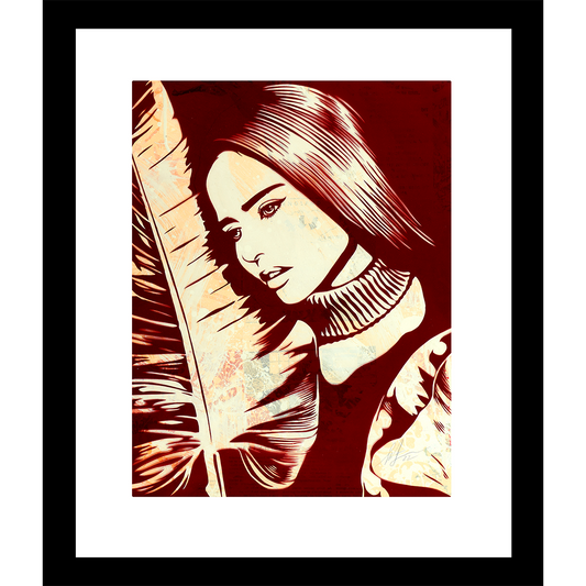 Woman With Leaves print by Shepard Fairey on sale at Underdogs gallery