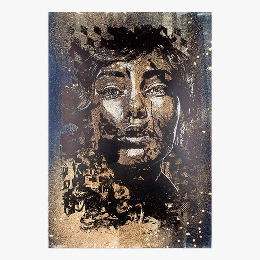 Tenuous print by Alexandre Farto aka Vhils on sale at Underdogs gallery
