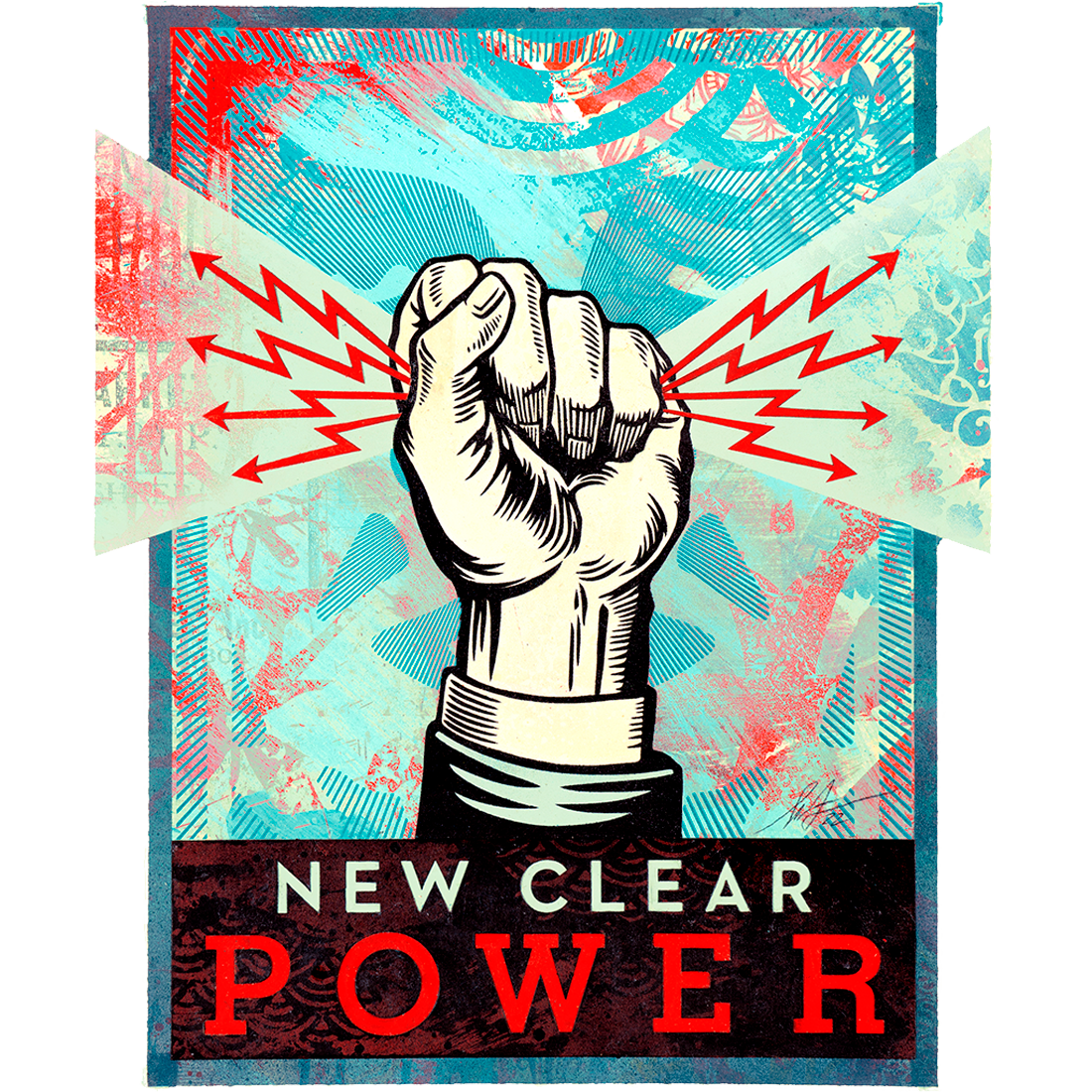 New Clear Power Red Blue print by Shepard Fairey on sale at Underdogs gallery