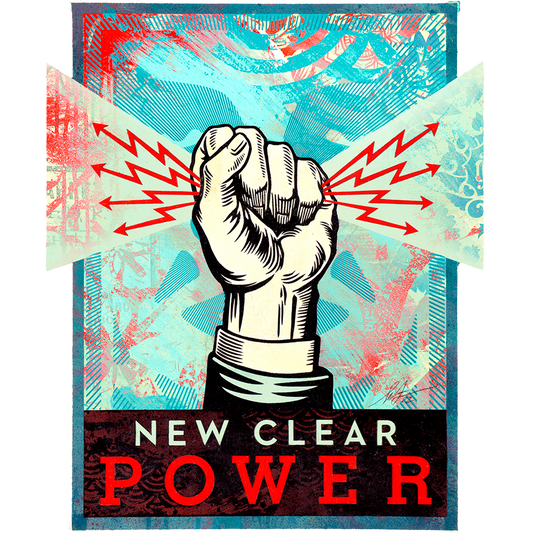New Clear Power Red Blue print by Shepard Fairey on sale at Underdogs gallery