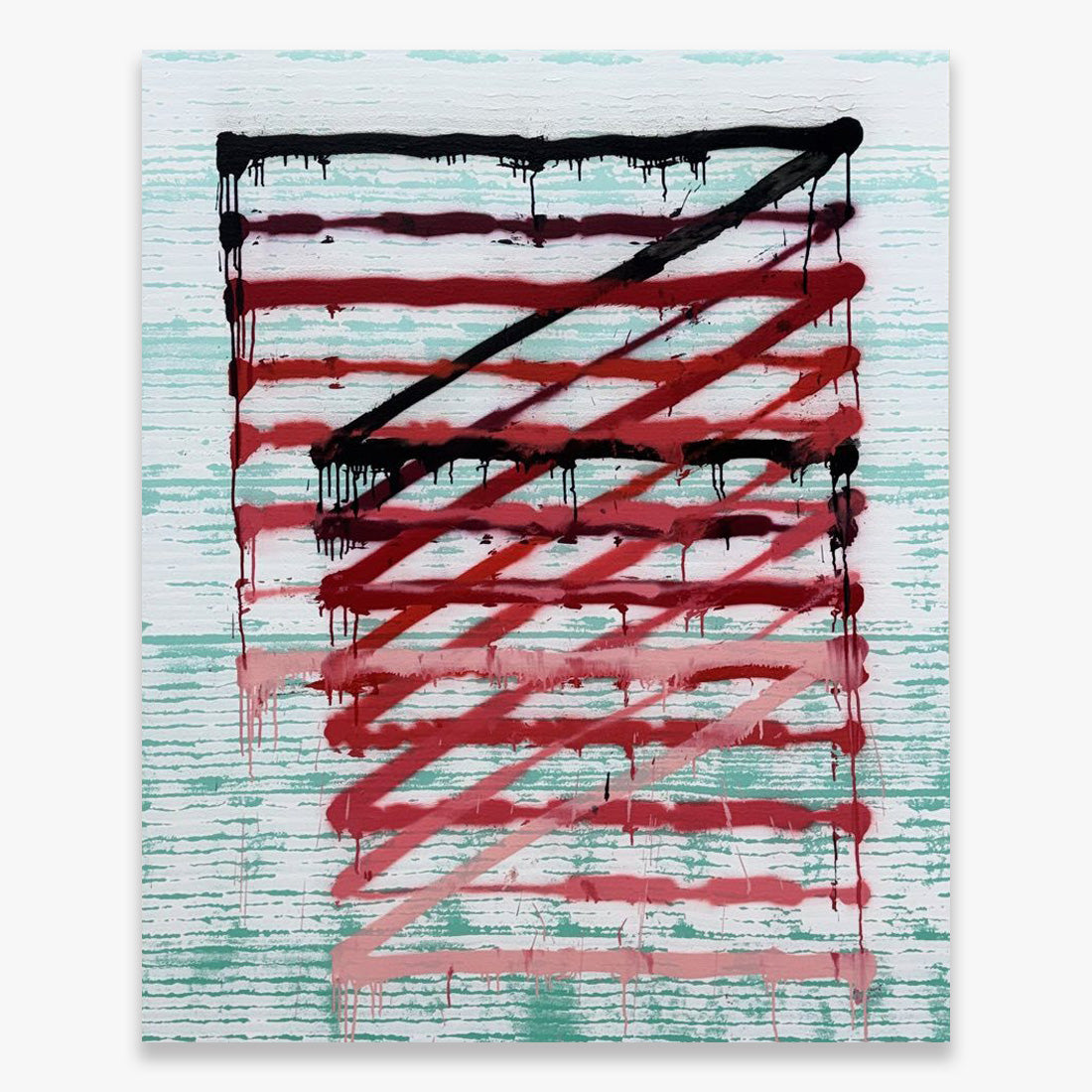 Jason REVOK Instrument_exc(Frame_Drag)_1.6/25_Blk/Rd/wht_2 abstract painting in black, red, and white
