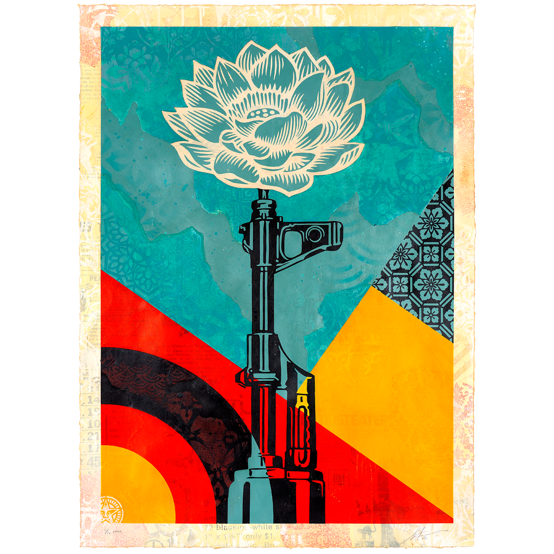 Ak Lotus print by Shepard Fairey on sale at Underdogs gallery