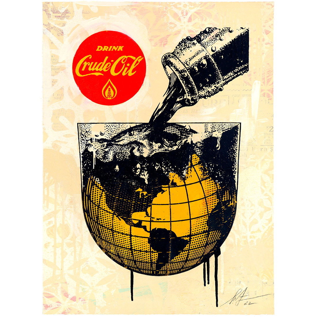 Drink Crude Cup (Yellow Earth/Cream Background)