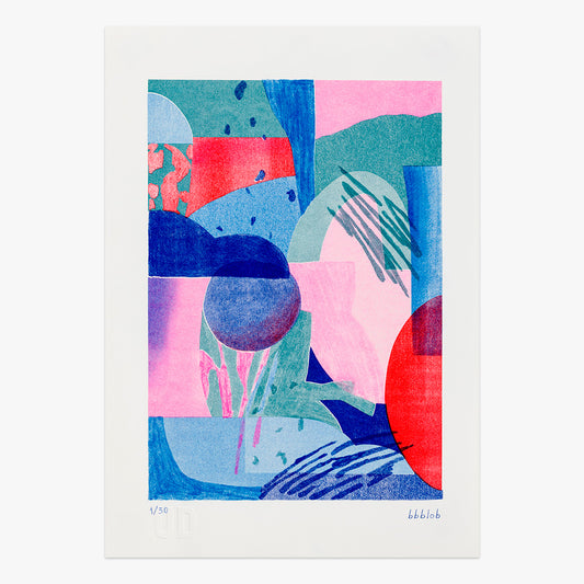 Limited edition Lucid Fusion Risograph piece by bbblob available at Underdogs