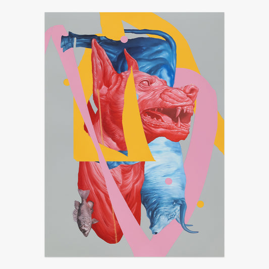 Full view of “Blue Bull” by Joram Roukes with its white paper border