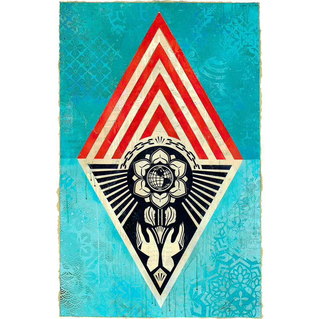 Collectible Obey Justice Diamond Study Blue art piece by Shepard Fairey, sold via Underdogs