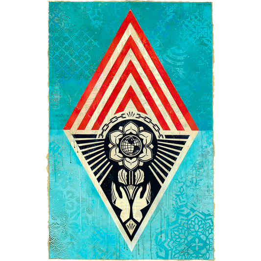 Collectible Obey Justice Diamond Study Blue art piece by Shepard Fairey, sold via Underdogs