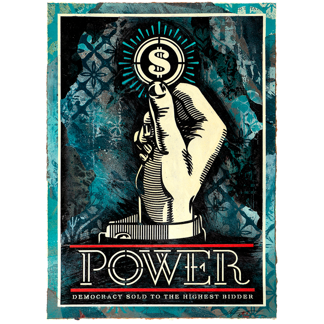 Limited edition Power Bidder Light Blue piece by Shepard Fairey available at Underdogs