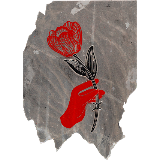 Rise Above Barbwire print by Shepard Fairey on sale at Underdogs gallery