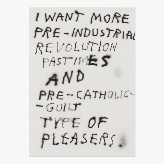 Pre-Industrial Revolution Vibes Only by Wasted Rita, mixed-media artwork with handwritten text on paper at Underdogs Gallery