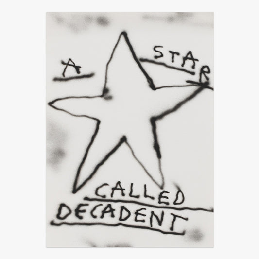 Too Many Stars Down on Earth by Wasted Rita, mixed-media artwork with hand-drawn star and handwritten text on paper at Underdogs Gallery