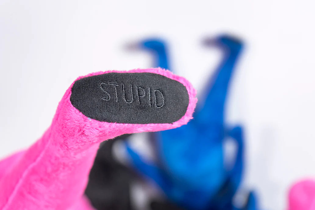 Buy the I Am Stupid Fluffy Pink artwork by Robert Panda now at Underdogs