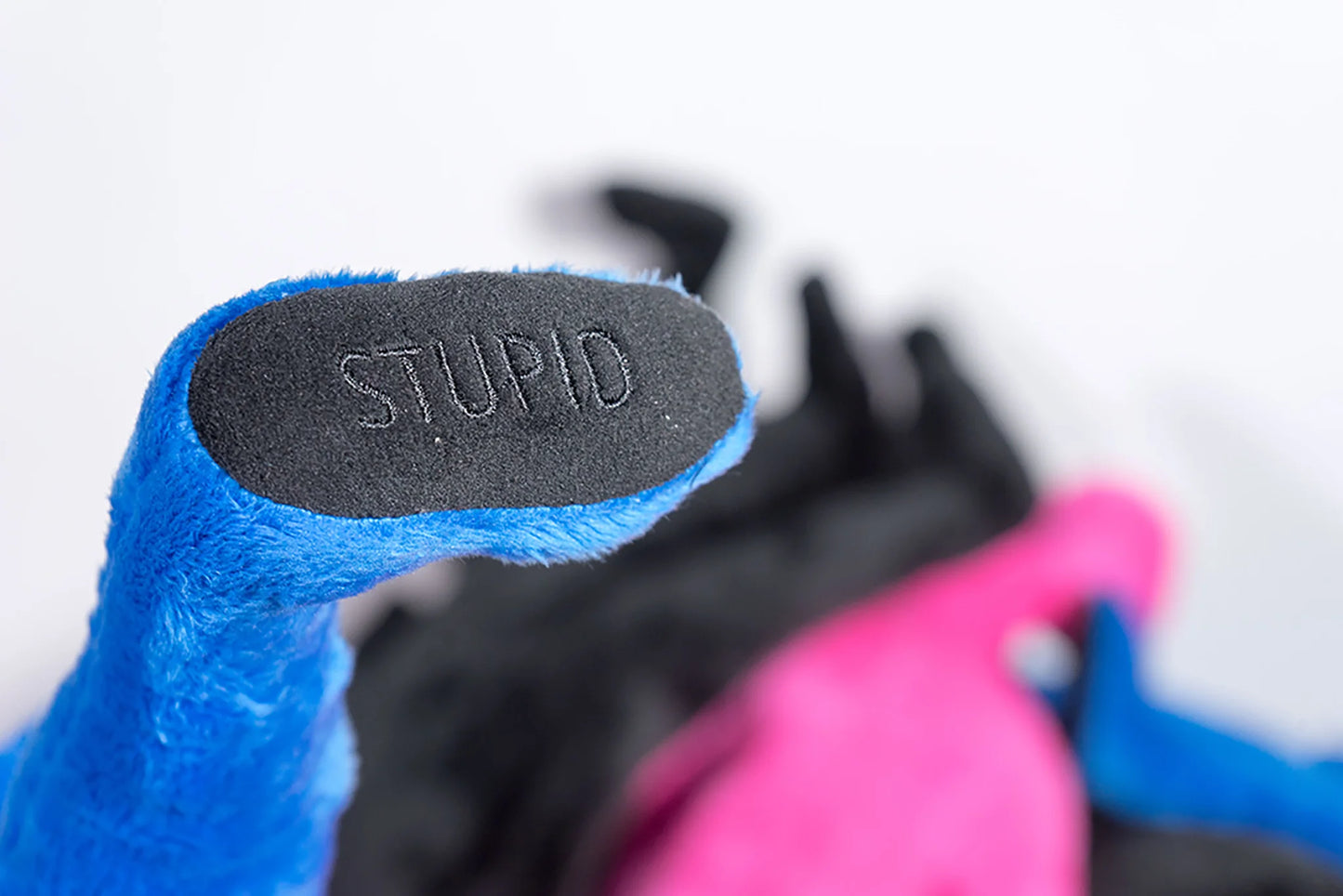 I Am Stupid Fluffy Blue print by Robert Panda on sale at Underdogs gallery