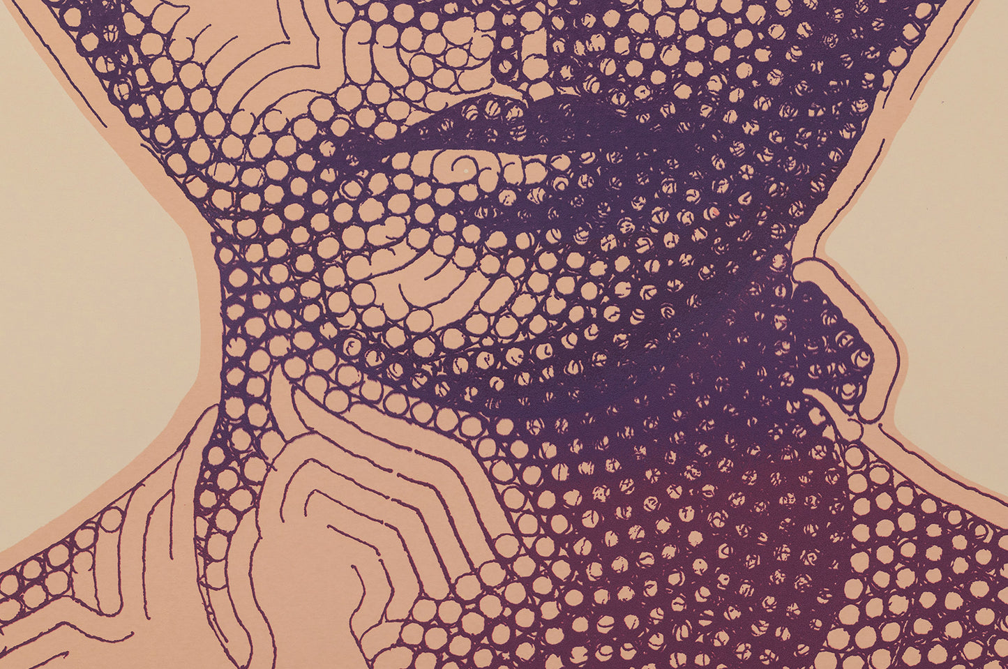 Close-up of Saichai by El Mac featuring detailed screen printed patterns