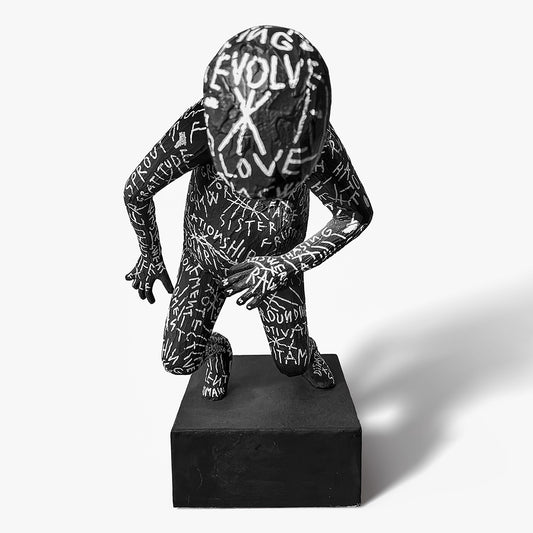 COLLAB estupido sculpture by Fiumani and Robert Panda resin figure artwork Underdogs Gallery unique piece