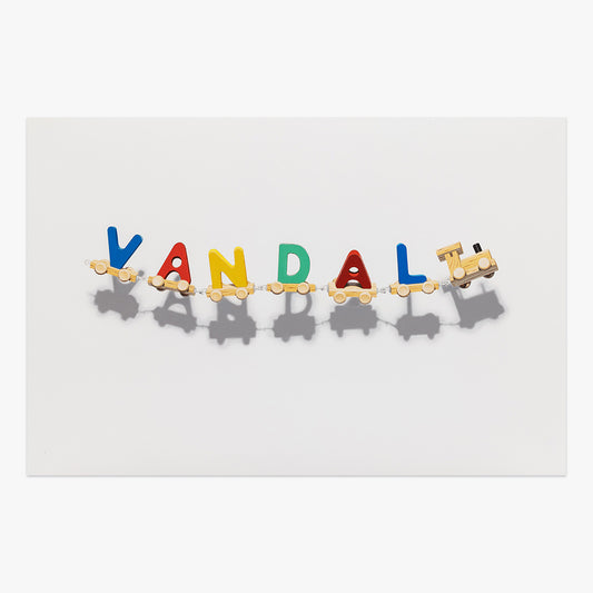 Collectible Toy Train X Vandal art piece by Nuno Viegas, sold via Underdogs