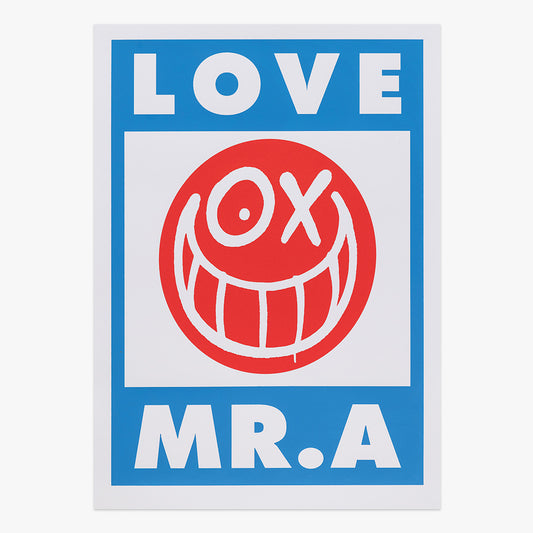 Artists Proof Love Mr A Red Blue Andre Screen Print print by André Saraiva on sale at Underdogs gallery