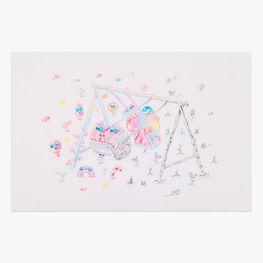 Collectible Swinging Along Imaginario Giclee Print art piece by Maria Imaginário, sold via Underdogs