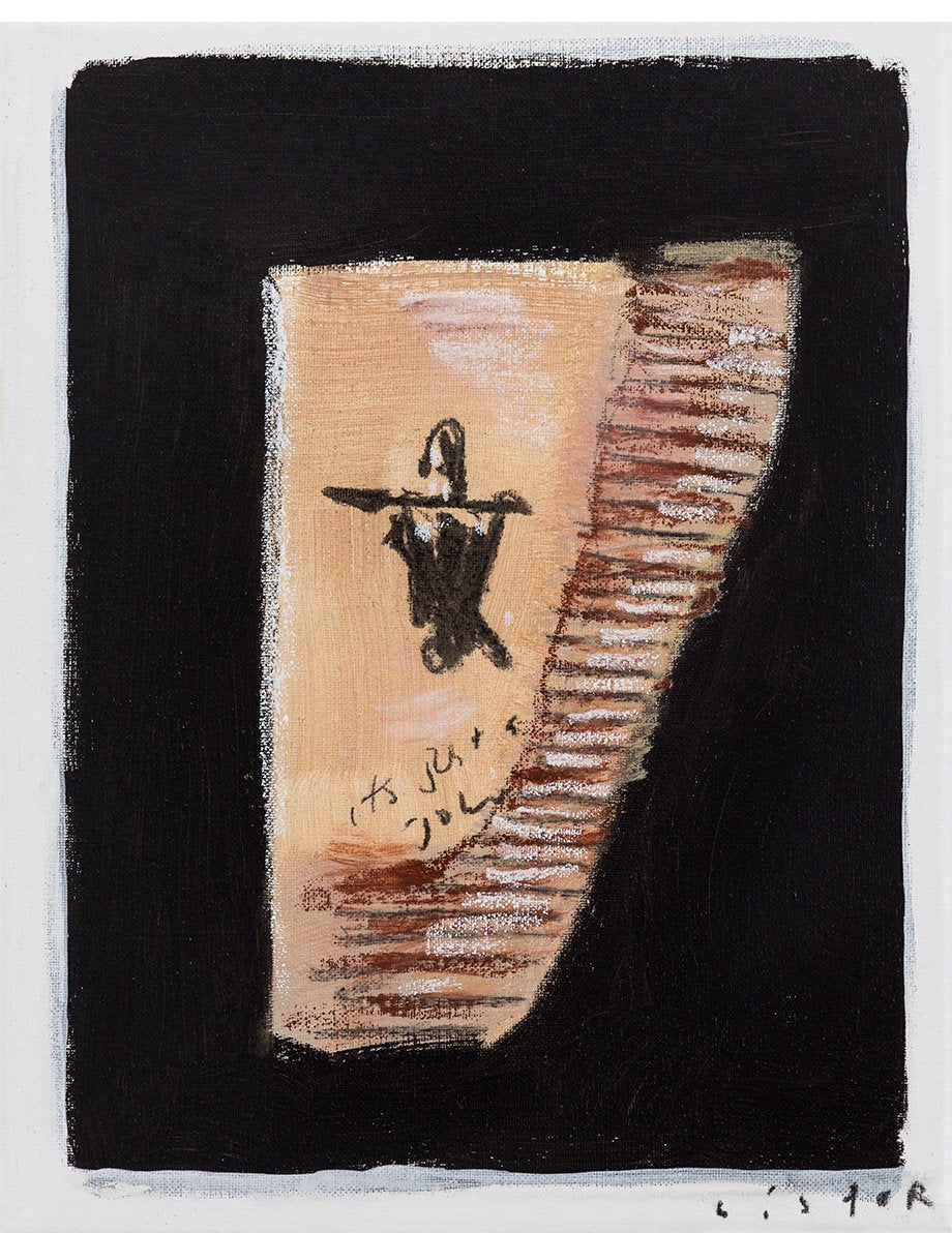 Not Black le Rat Stencil of Banksy on Cardboard Titled (It's just a joke)