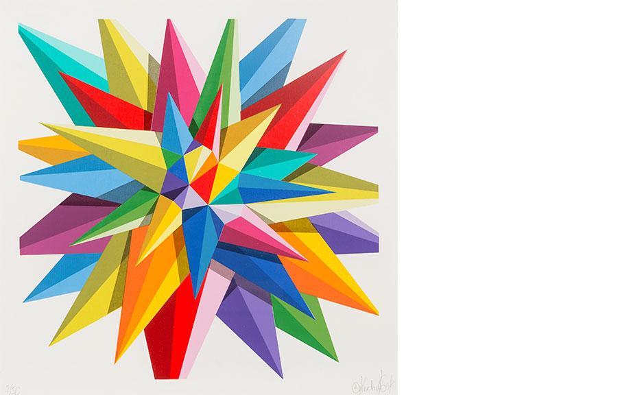 Geometry Group Show print by Okuda San Miguel on sale at Underdogs gallery