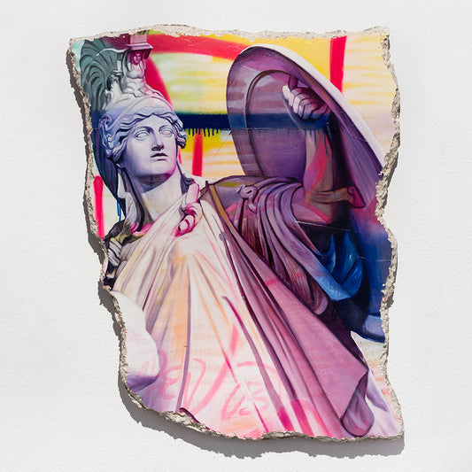 Athena And Young Hero Diaspasis A print by PichiAvo on sale at Underdogs gallery