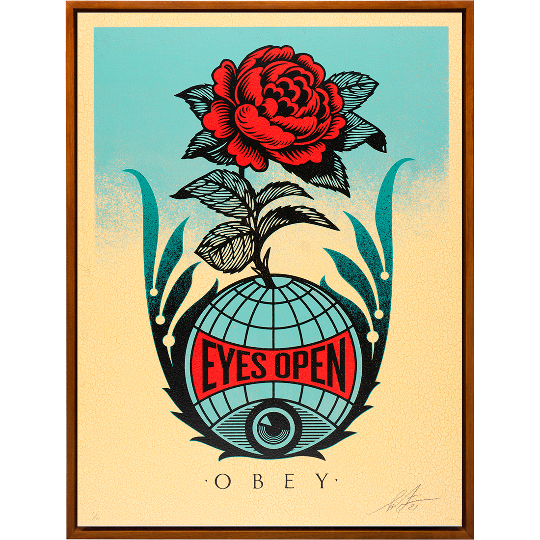 Collectible Eyes Open art piece by Shepard Fairey, sold via Underdogs