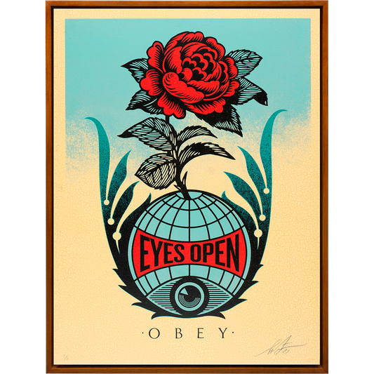 Collectible Eyes Open art piece by Shepard Fairey, sold via Underdogs