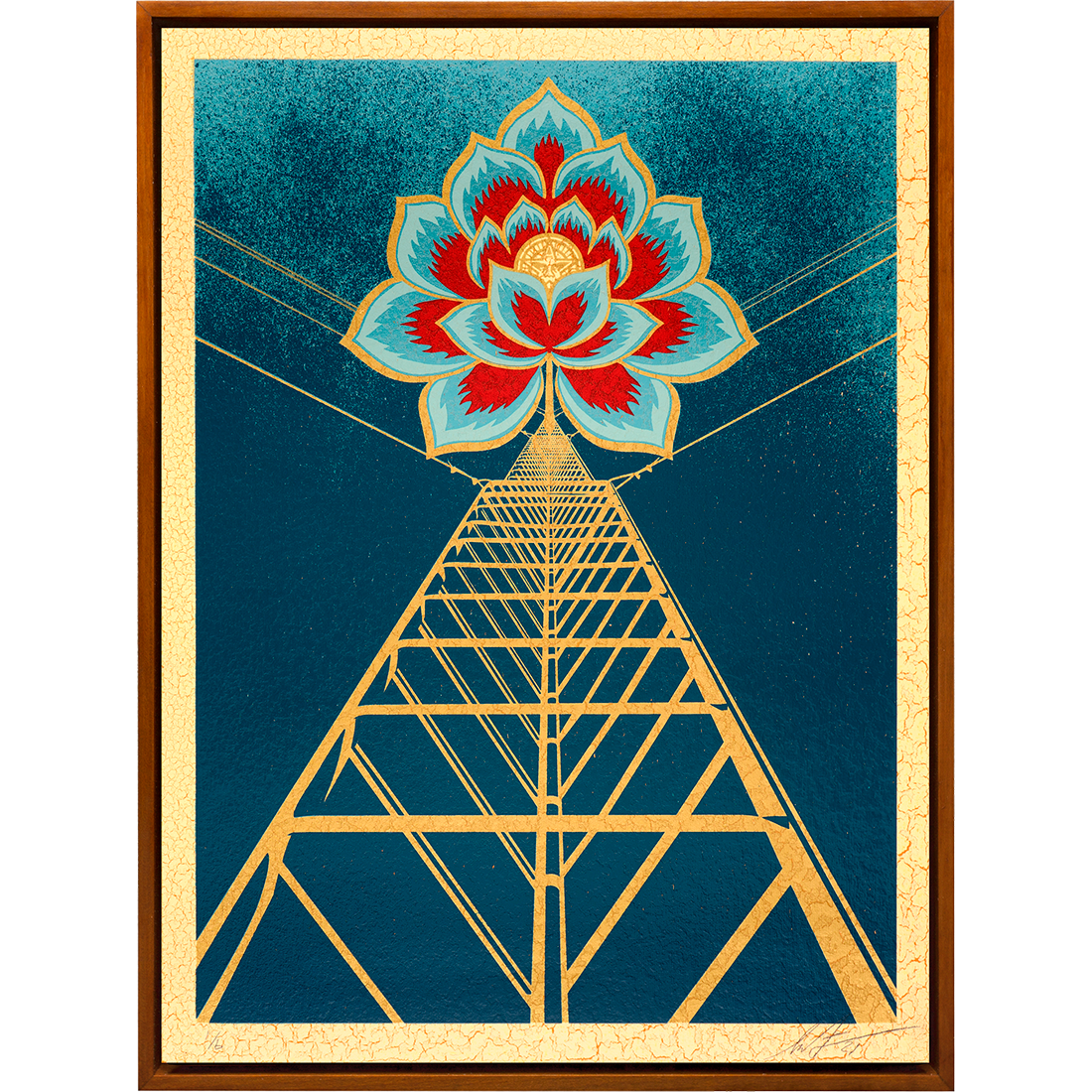 Collectible Flower Power Blue art piece by Shepard Fairey, sold via Underdogs
