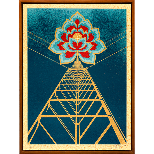 Collectible Flower Power Blue art piece by Shepard Fairey, sold via Underdogs