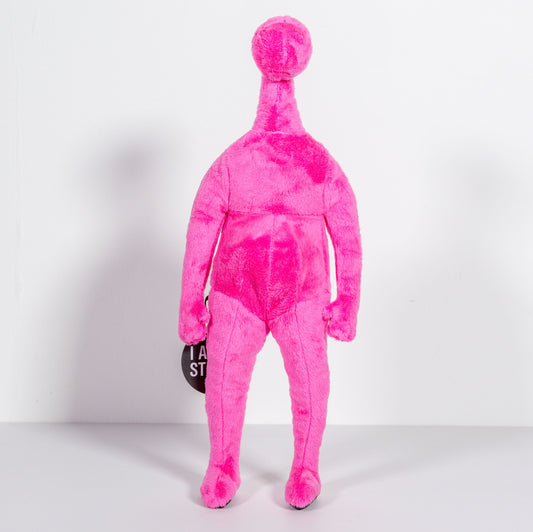 I Am Stupid Fluffy Pink print by Robert Panda on sale at Underdogs gallery