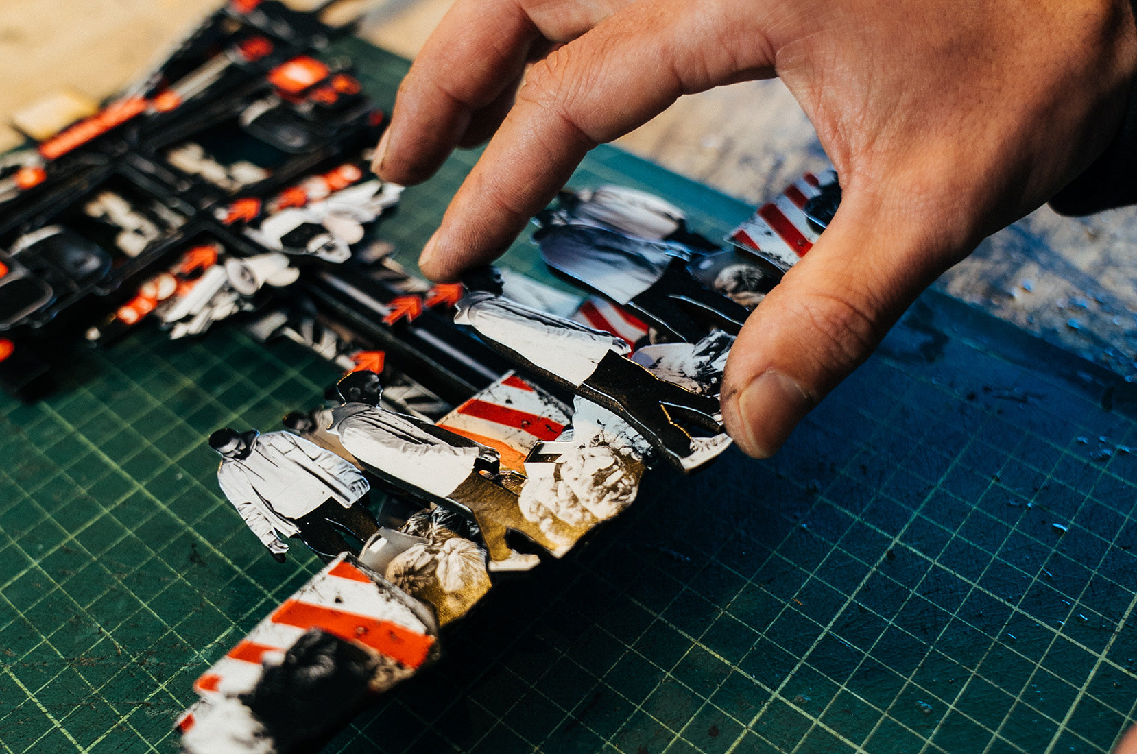 João Fortuna assembling artwork in studio process Underdogs Gallery contemporary art