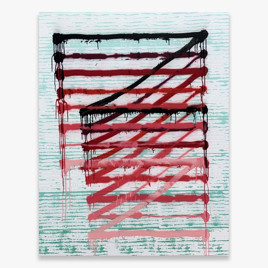 Jason REVOK Instrument_exc(Frame_Drag)_1.6/25_Blk/Rd/wht_1 abstract painting in black, red, and white
