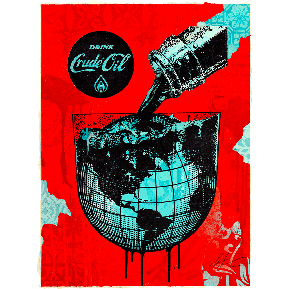 Drink Crude Cup (Blue Earth/Red Background)