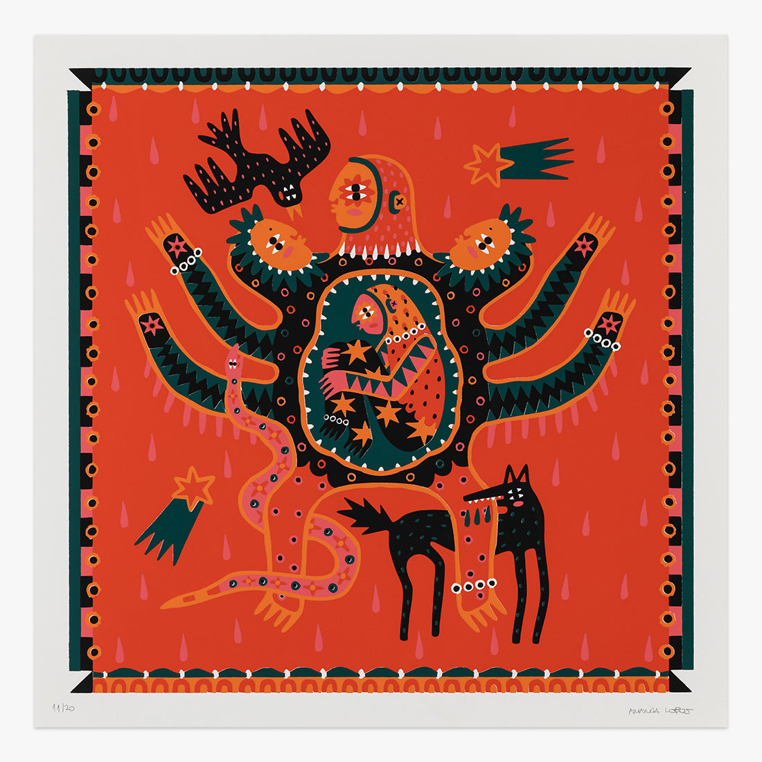 Casca artwork by Amanda Lobos five colour screen print Underdogs Gallery limited edition contemporary print