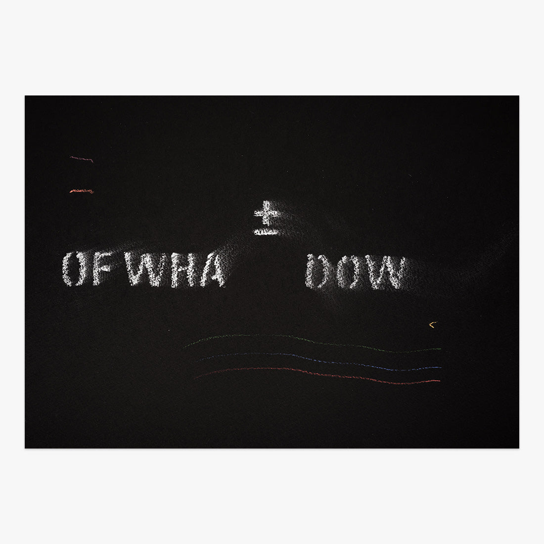 The shadow of what we were #16 by ±MaisMenos±, dark mixed-media artwork featuring fragmented glowing typography and abstract light traces.
