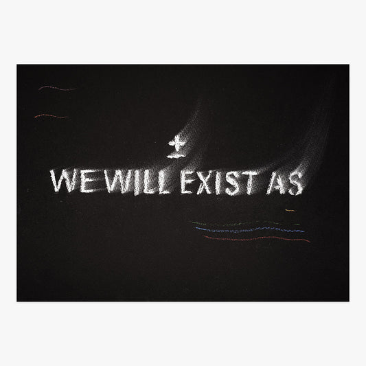 The shadow of what we were #66 by ±MaisMenos±, mixed-media artwork on paper featuring glowing text and abstract motion effects from a stop-motion animation series.