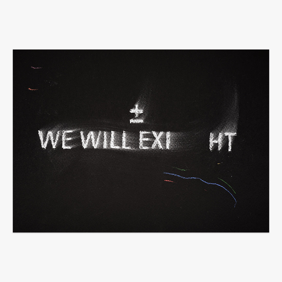 The shadow of what we were #62 by ±MaisMenos±, mixed-media artwork on paper featuring fragmented glowing typography and abstract light trails from a stop-motion animation project.