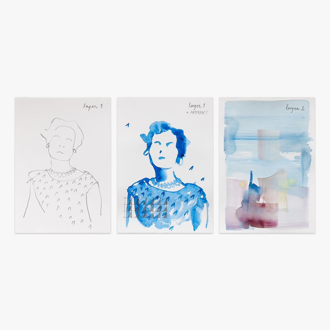 Nusa Dua by Pedrita Studio at Underdogs Gallery, a unique mixed-media artwork series featuring expressive portraits and abstract pastel compositions on paper