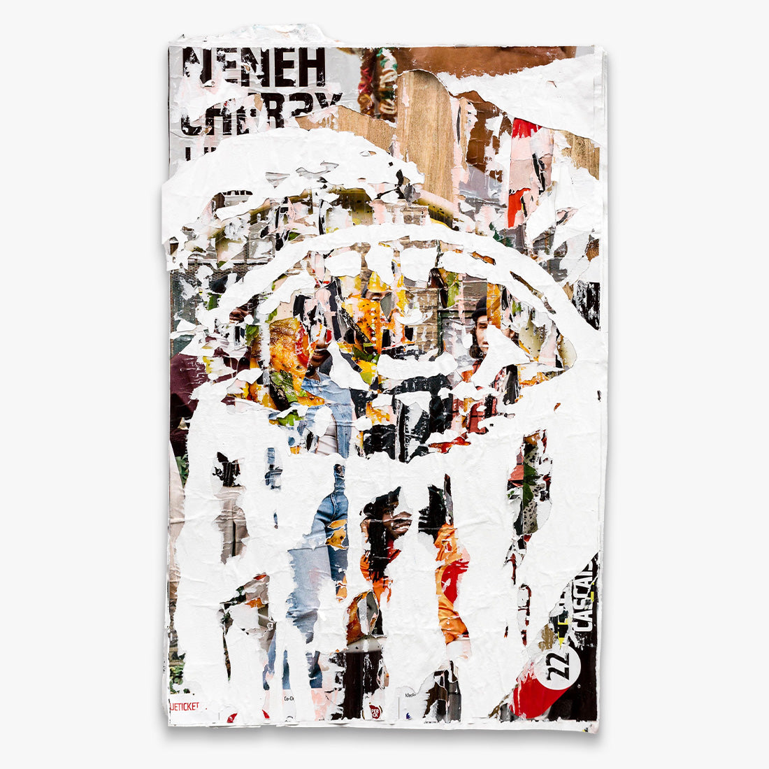 Aura Series #10 by Vhils (Alexandre Farto), unique piece, hand-carved advertising posters, 2020
