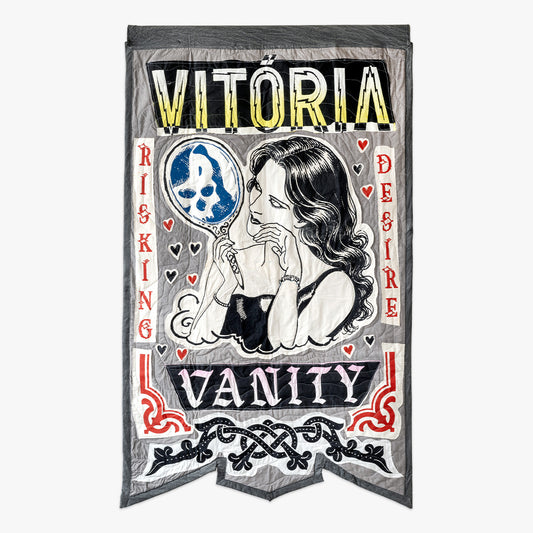 Vitoria Vanity by FAILE, unique piece, acrylic and silkscreen ink on quilted fabric, 2026