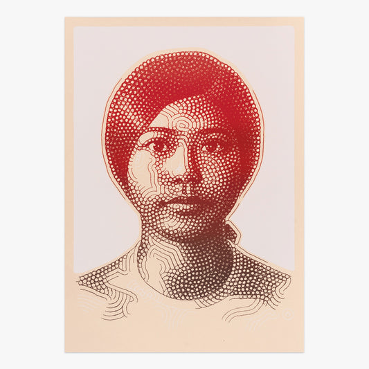 Full view of Saichai by El Mac contemporary portrait screen print