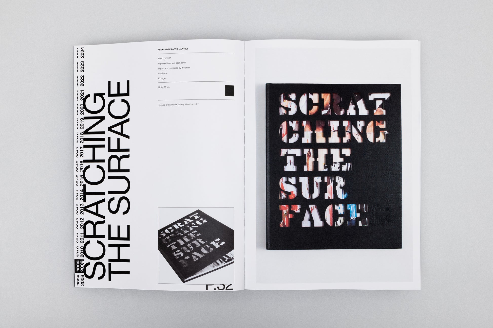 Artwork spread from The Complete Editions 2008–2024 book by Vhils, Underdogs Gallery