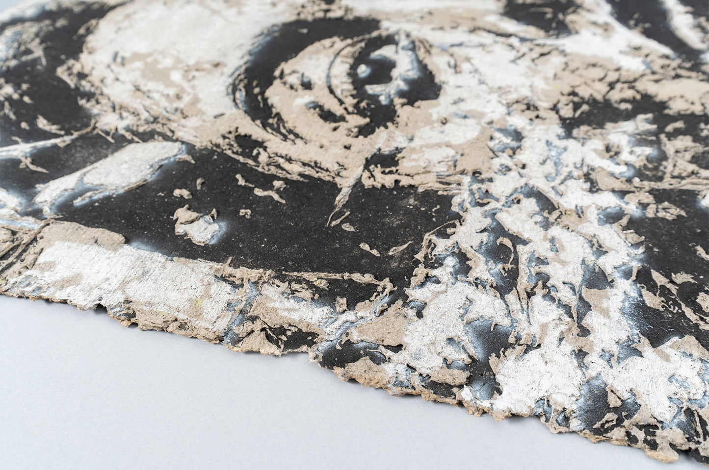 Edge texture detail of Lexicon by Vhils – papier-mâché artwork, Underdogs Gallery