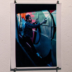 Martha Cooper - Dondi Painting Train in New Lots Yards, Brooklyn