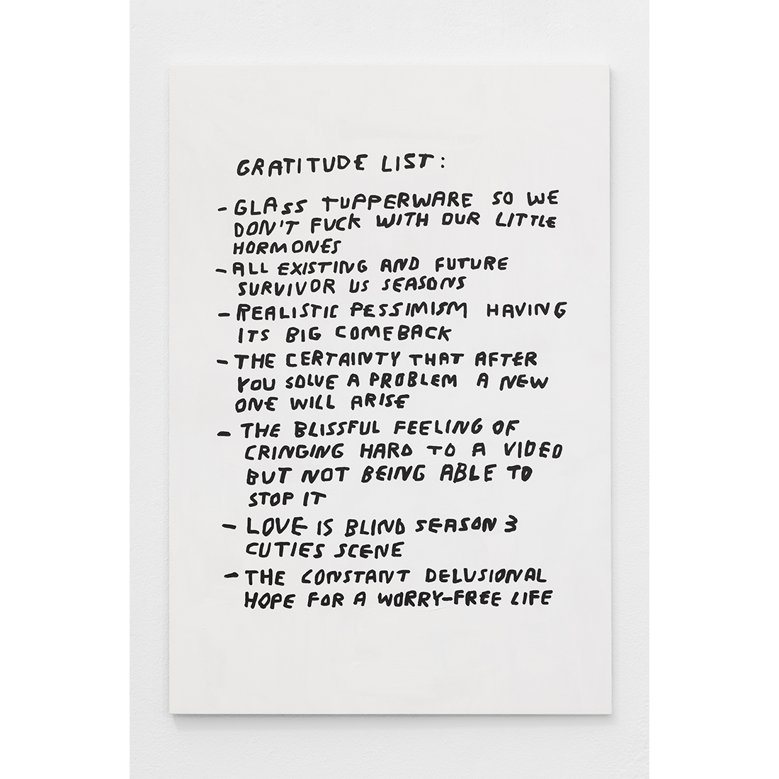 a sincere and unironic gratitude list